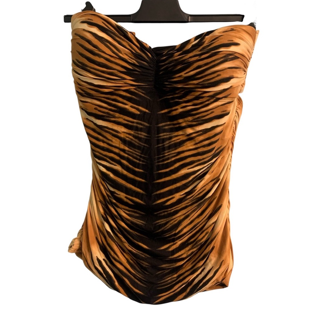 Carmen Marc Valvo Black and Tan Swimwear